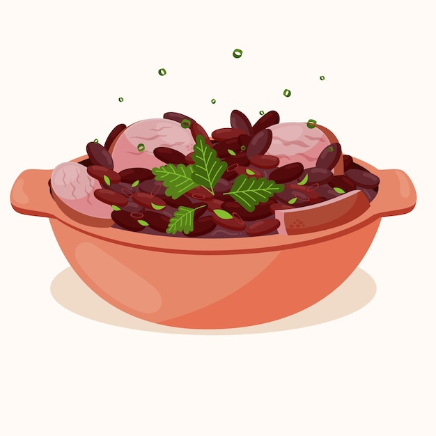 Vetor grátis ilustração desenhada à mão feijoada