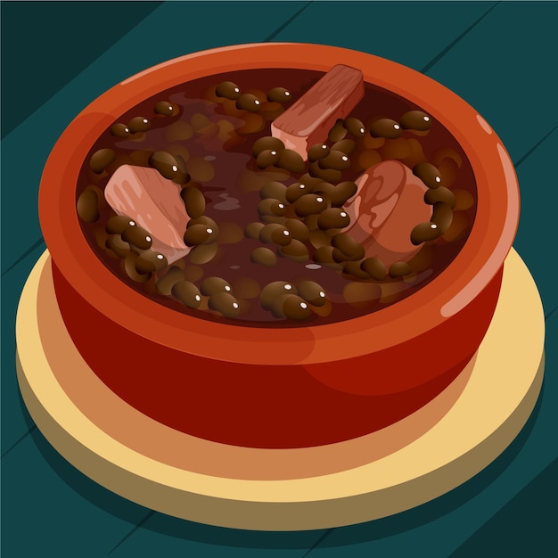 Ilustração desenhada à mão feijoada