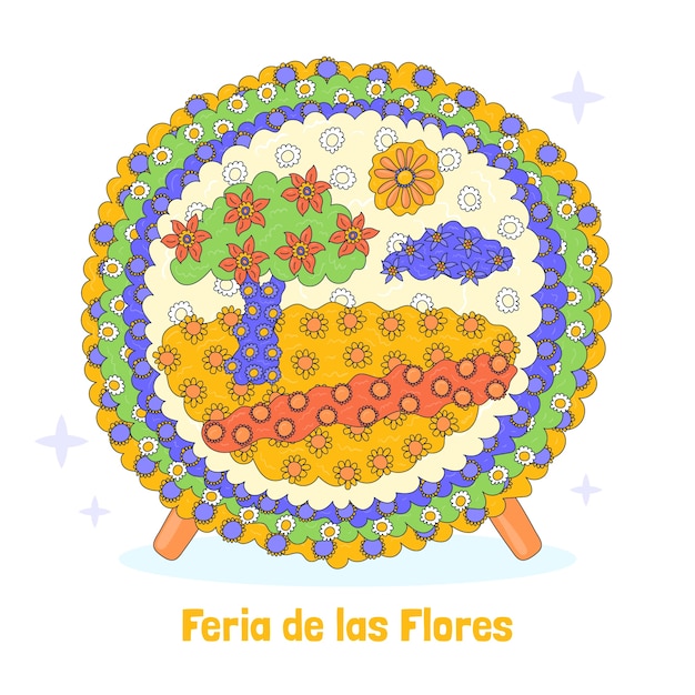 Vetor grátis ilustração desenhada à mão para a celebração do festival colombiano feria de las flores