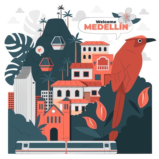 Vetor grátis ilustração do conceito de medellin