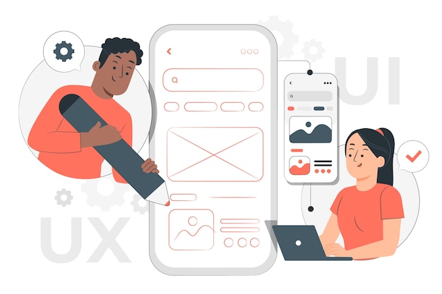 Vetor grátis ilustração do conceito de ui-ux móvel