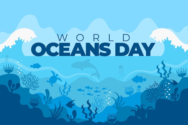 Ilustração do dia dos oceanos do mundo plano orgânico