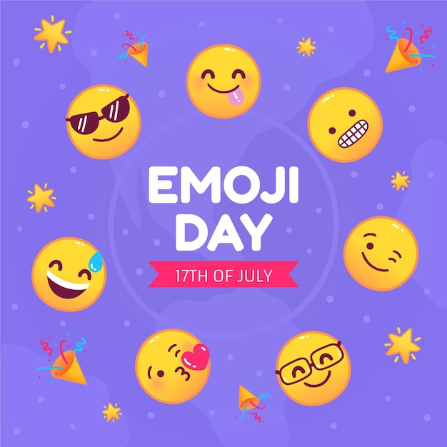 Vetor grátis ilustração do dia emoji do mundo dos desenhos animados