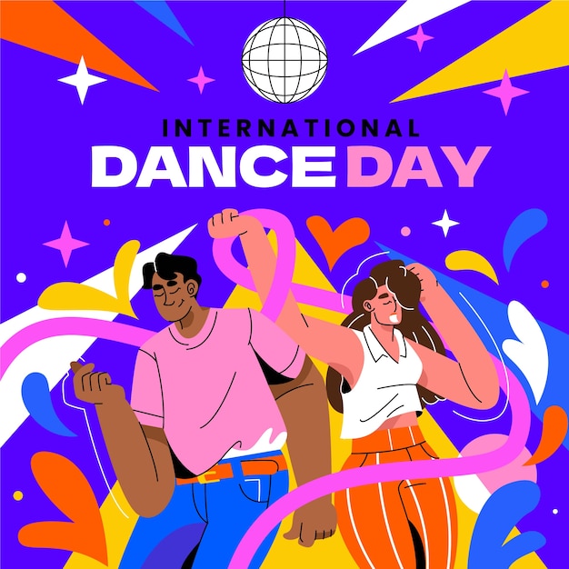 Vetor grátis ilustração do dia internacional da dança plana