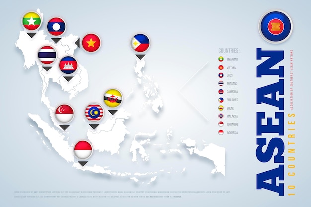 Vetor grátis ilustração do mapa asean