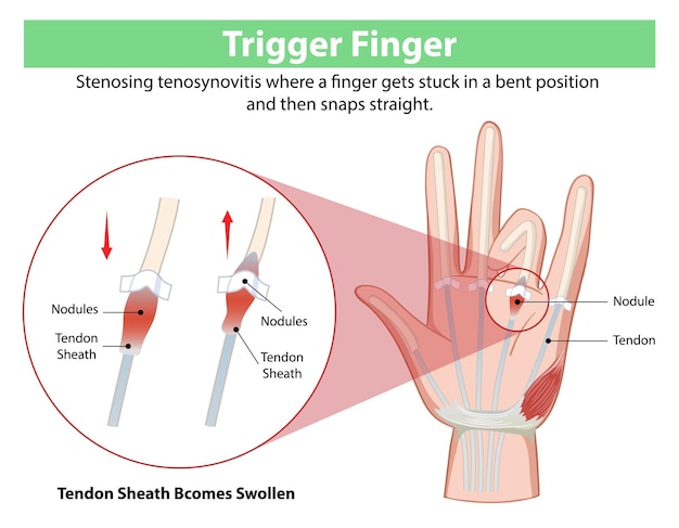 Ilustração médica do dedo do gatilho