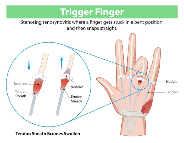Ilustração médica do dedo do gatilho