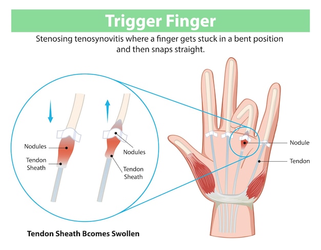 Ilustração médica do dedo do gatilho