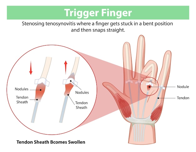 Ilustração médica do dedo do gatilho