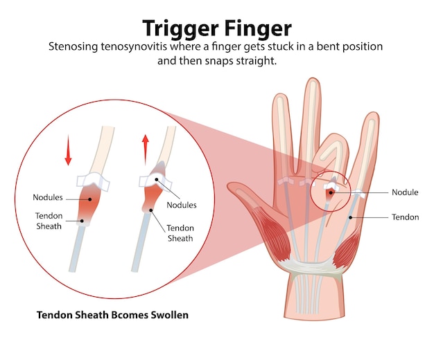 Ilustração médica do dedo do gatilho