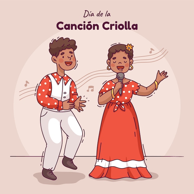 Vetor grátis ilustração para a celebração peruana do dia de la cancion criolla