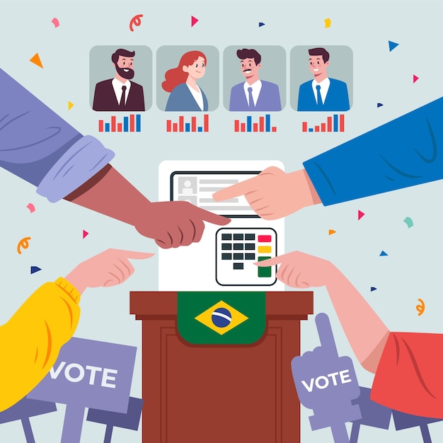 Vetor grátis ilustração plana da eleição presidencial do brasil