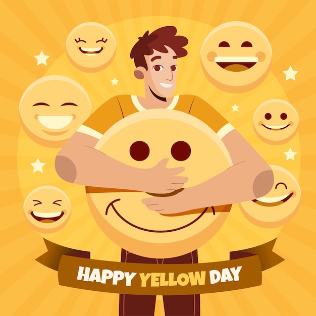 Vetor grátis ilustração plana de dia amarelo