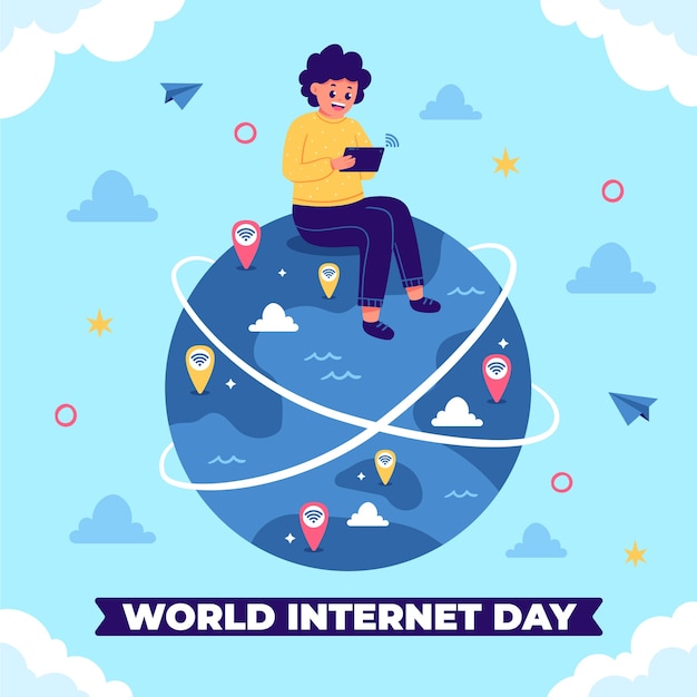 Vetor grátis ilustração plana do dia internacional da internet