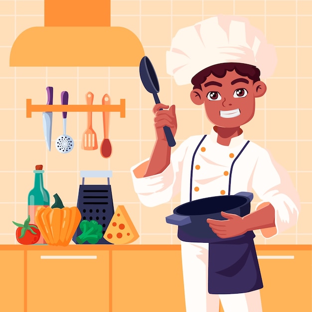 Ilustração plana do dia internacional do chef