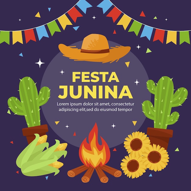 Ilustração plana festa junina