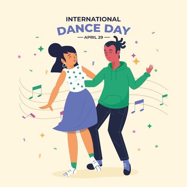 Vetor grátis ilustração plana para a celebração do dia internacional da dança