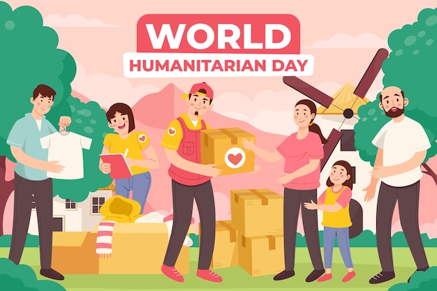 Vetor grátis ilustração plana para o dia mundial humanitário