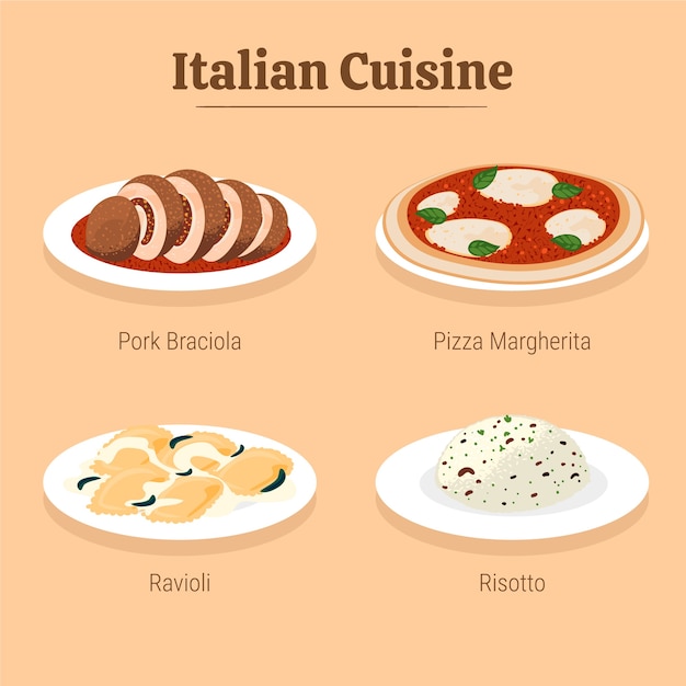 Vetor grátis ilustrações de cozinha italiana desenhadas à mão