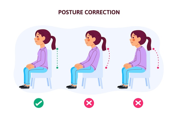 Vetor grátis infografia de correção de postura de desenho animado