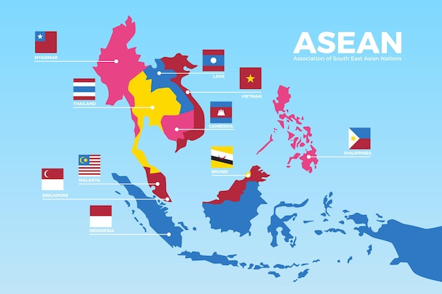 Vetor grátis infográfico de mapa da asean