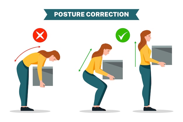 Infográficos de correção de postura plana