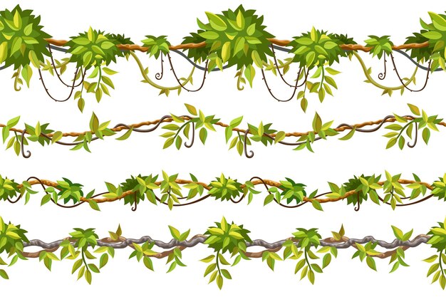 Ivy seamless pattern border liana branches