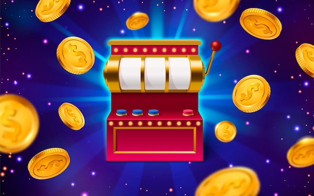 Vetor grátis jogo de slot de cassino 3d com alavanca de alavanca para jackpot