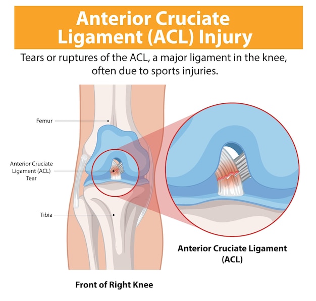 Vetor grátis lesão do ligamento cruzado anterior