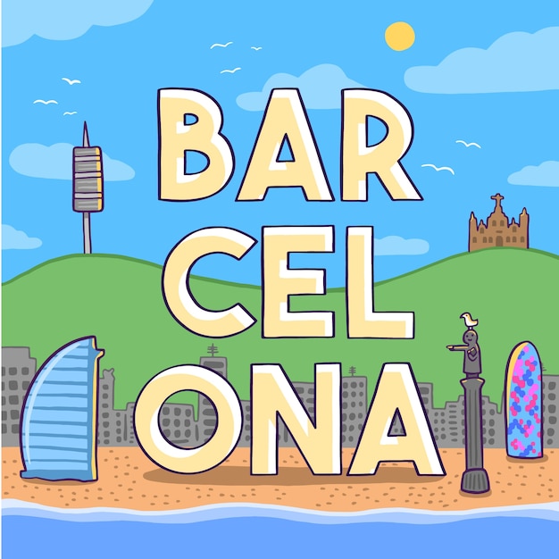 Vetor grátis letras da cidade de barcelona