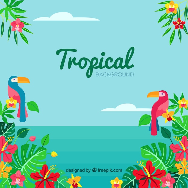 Vetor grátis lindo fundo tropical com design plano