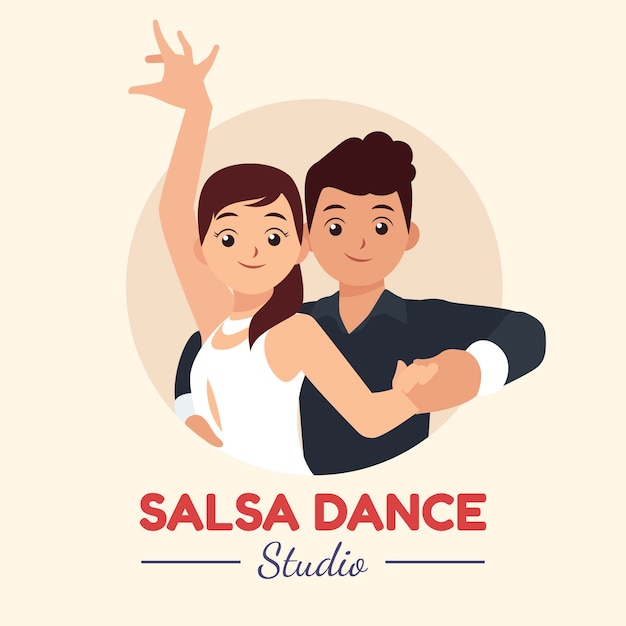 Vetor grátis logo de salsa de design plano desenhado à mão