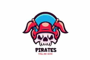 Vetor grátis logotipo da mascote do crânio dos piratas