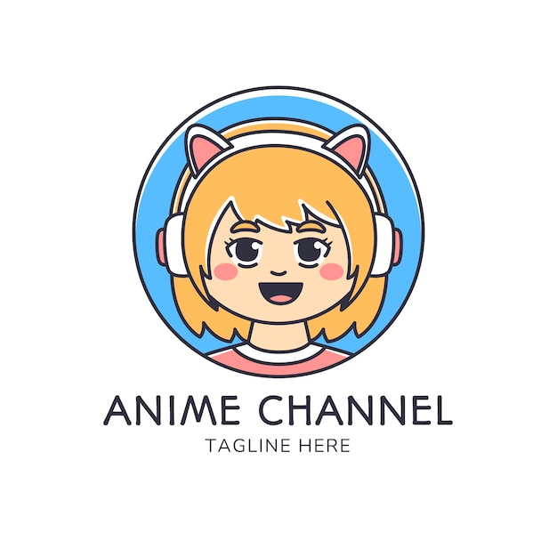 Vetor grátis logotipo de anime desenhado à mão