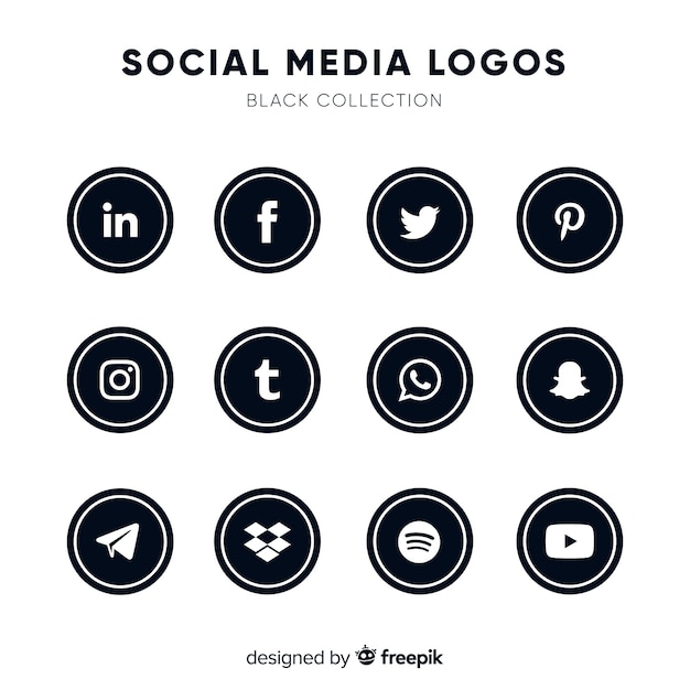 Logotipos de mídia social preto