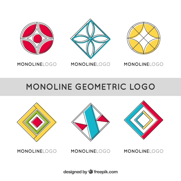 Vetor grátis logotipos geométricos coloridos em estilo monoline