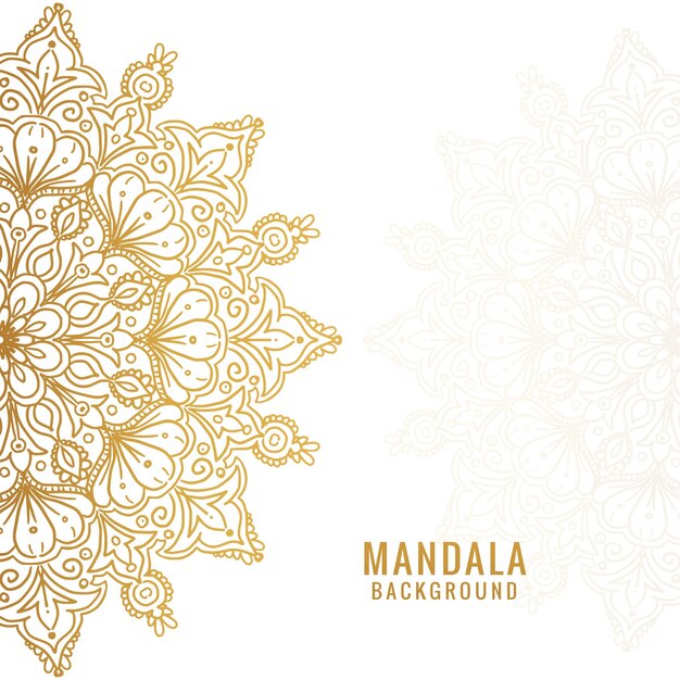 Mandala dourada decorativa no fundo branco