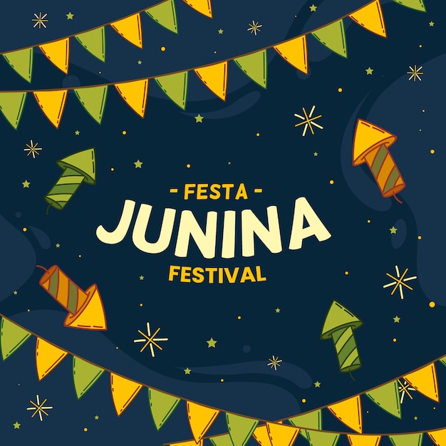 Vetor grátis mão desenhada festa junina fundo