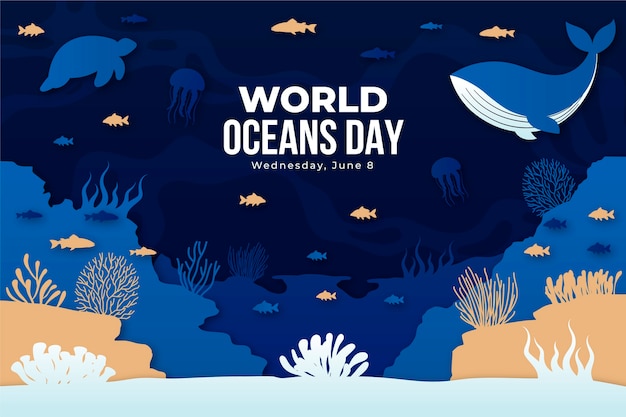 Vetor grátis mão desenhada ilustração de dia mundial dos oceanos