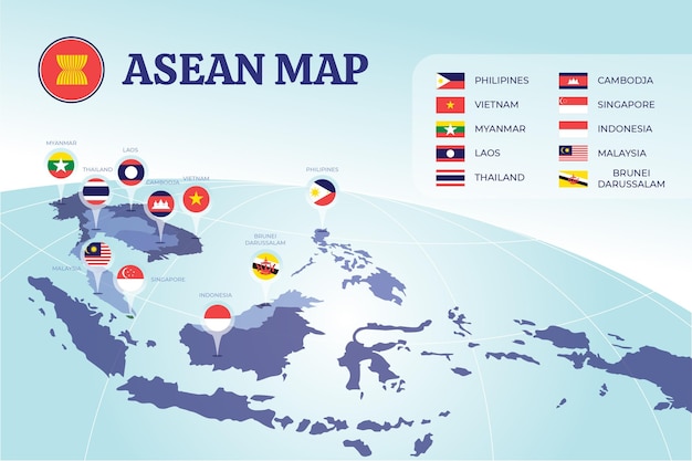 Vetor grátis mapa asean