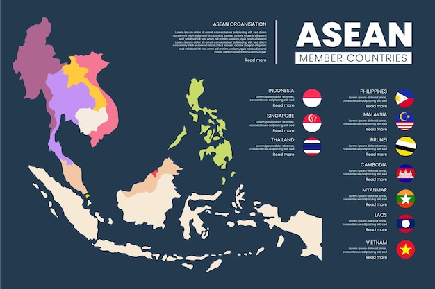 Mapa da Asean em fundo branco