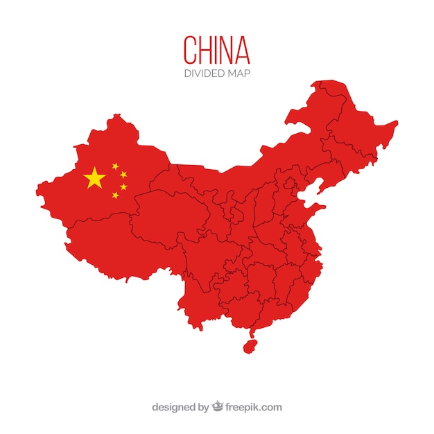 Vetor grátis mapa da china com fronteiras