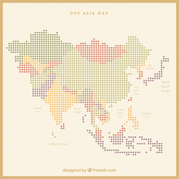 Vetor grátis mapa, de, ásia, com, pontos, de, cores