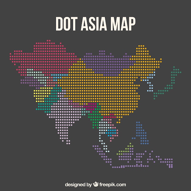 Vetor grátis mapa, de, ásia, com, pontos, de, cores