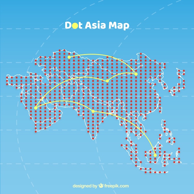 Vetor grátis mapa, de, ásia, com, pontos, de, cores