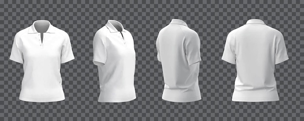 Vetor grátis maquete de camisa polo branca feminina em visão diferente