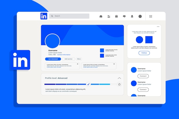 Maquete de design plano do LinkedIn