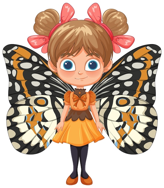 Vetor grátis menina com asas de borboleta ilustração