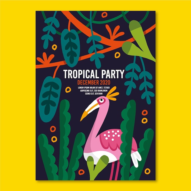 Modelo com conceito de cartaz de festa tropical