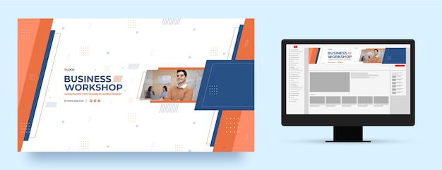Vetor grátis modelo de arte de canal do youtube de oficina de negócios